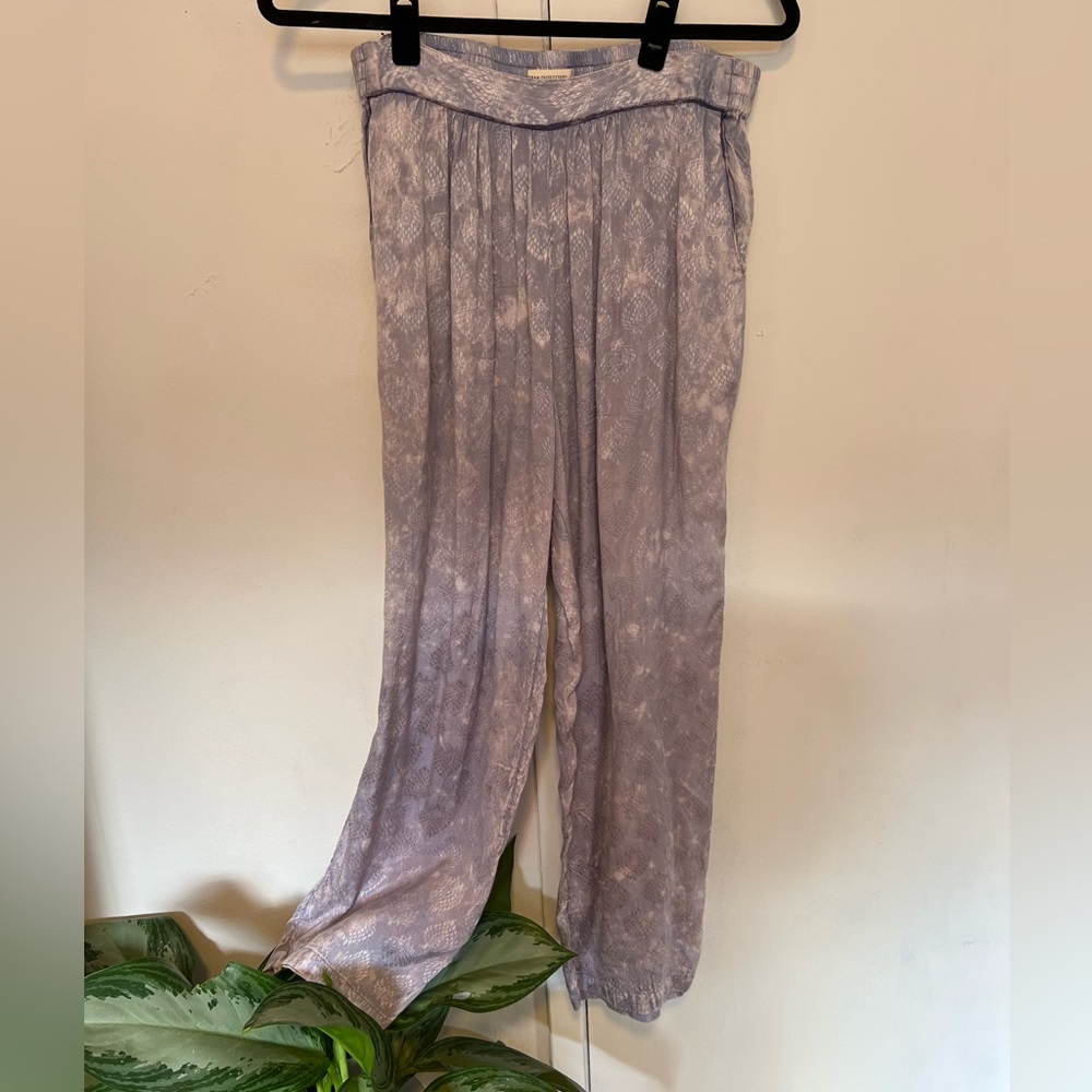 Blue silk brocade UO pants